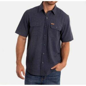 Orvis Mens Short Sleeve Button Down Shirt Navy Blue Size Medium